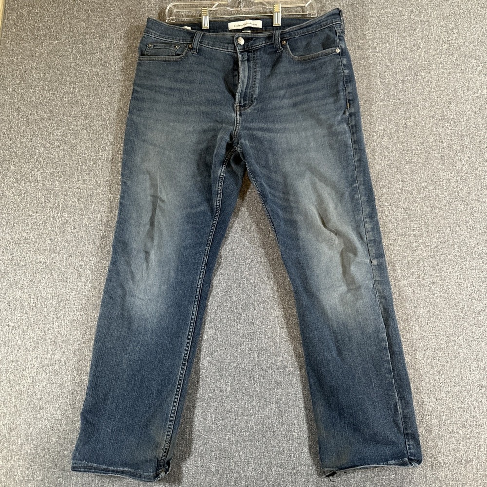 Calvin Klein Jeans 34x30 Straight Blue Denim Mens Casual Pants Distressed